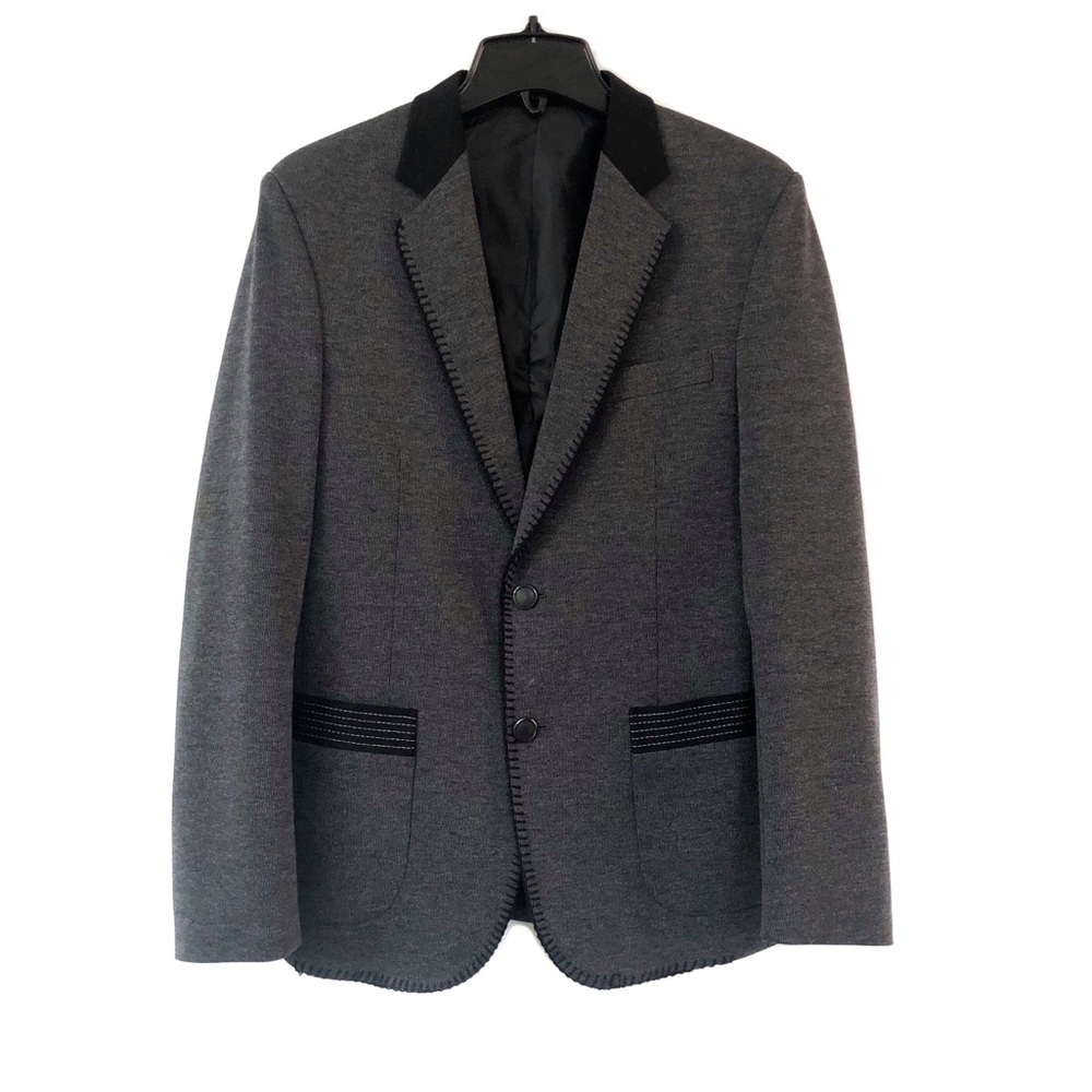 Zara Diamante Charcoal Grey Button Up Suit Blazer Jacket Sport Coat Like New S